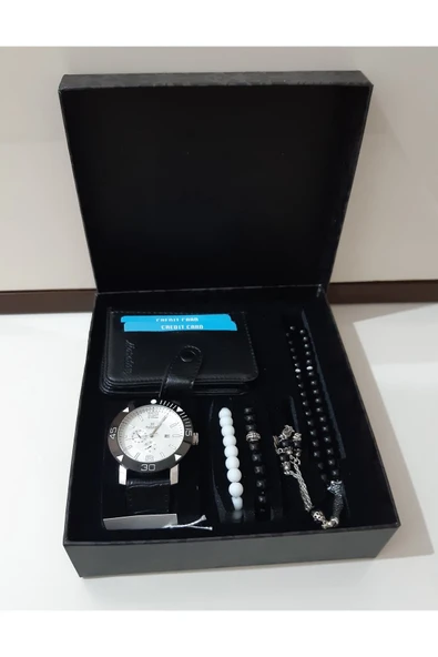 renkli çiçekler Erkek Saat Erkek Kol Saati Cüzdan Tesbih Bileklik Set