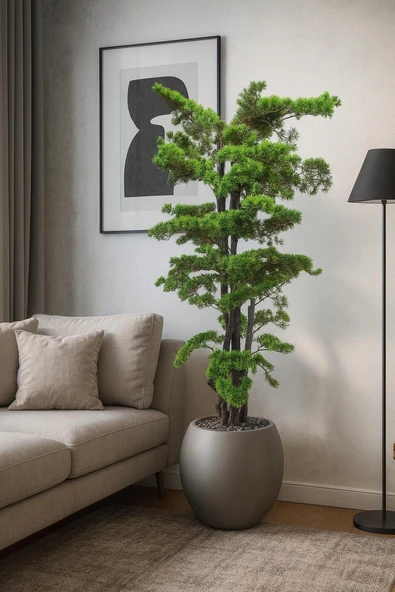 Modern Küre Saksıda 180 cm Yoğun Yapraklı Lüks Bonzai Bonsai Ağacı - Resim 8