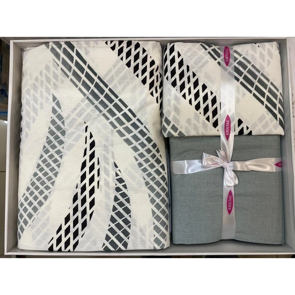 Çift Kişilik Ranforce Nevresim Takımı -Esinti Gri- - 2