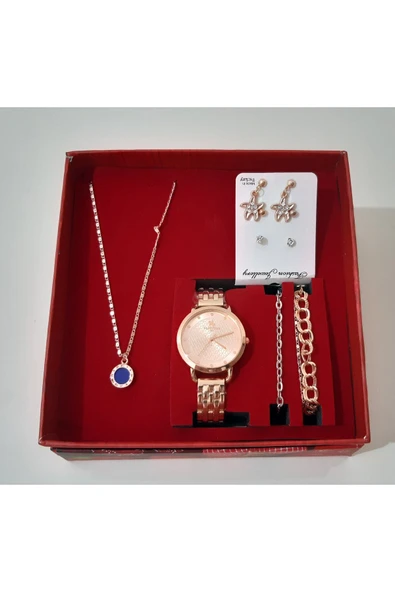 renkli çiçekler Kadın Saat Kadın Kol Saati Kolye Küpe Takı Set - 2