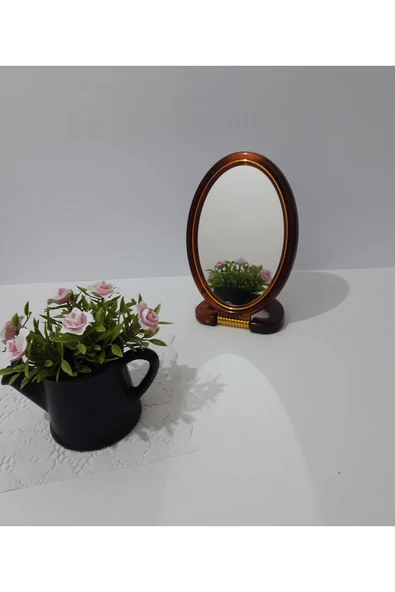 renkli çiçekler Ayna Ayaklı Oval Plastik Çerçeveli Ayna - Resim 4