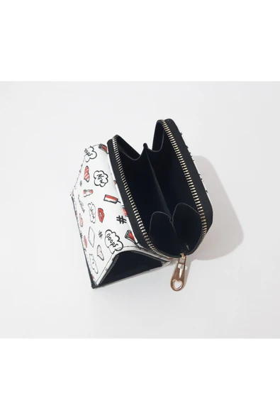 renkli çiçekler Çocuk Cüzdan 11x8x4 CM Beyaz Karışık Desenli Çocuk Cüzdanı - 5