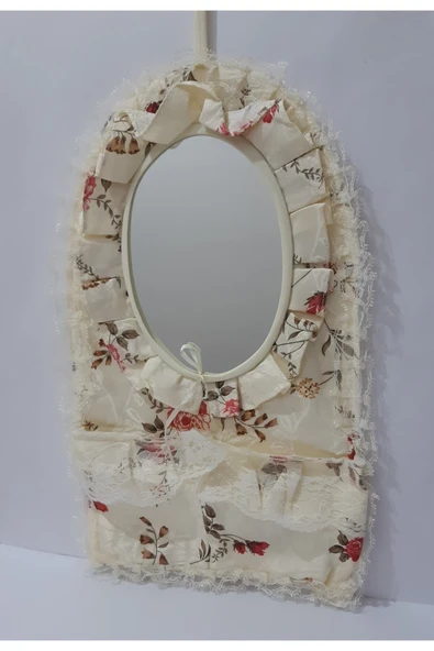 renkli çiçekler Ayna Çiçek Dekorlu Cepli Asılabilir Dekoratif Ayna - 3