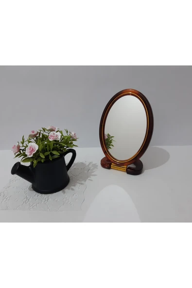 renkli çiçekler Ayna Ayaklı Oval Plastik Çerçeveli Ayna - Resim 7