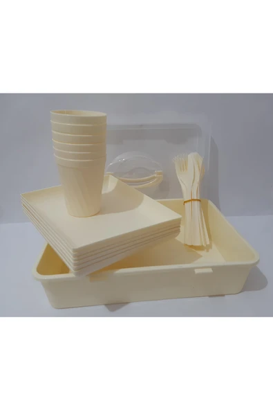 renkli çiçekler Piknik Seti 32 Parça Set - Resim 6