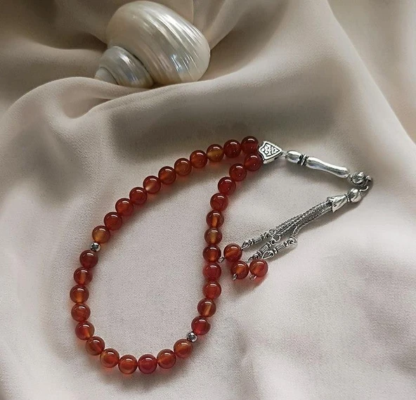 Tesbih 33 lü 08 mm Doğal Taş Akik Sardoniks Tesbih