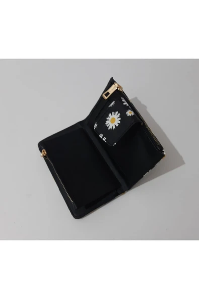 renkli çiçekler Kadın Cüzdan Kullanışlı Papatya Desenli Kadın Cüzdanı - Resim 4