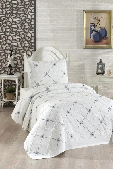 Kanola Nakışlı Şönil 2 Parça Tek Kişilik Yatak Örtüsü ürün görseli