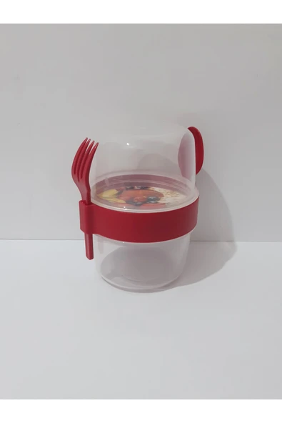 renkli çiçekler Yoğurt Meyve Salata Kabı Çocuklar Için Kaşıklı Kap ürün görseli 1