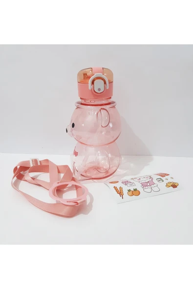 renkli çiçekler 750 ML Matara Okul İçin Suluk Ayıcık Modelli Su Matarası - 7