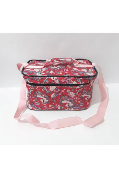 renkli çiçekler Beslenme Çanta Okul İçin Desenli 24x16x14 CM Termoslu Beslenme Çantası