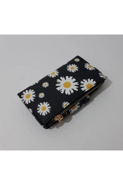 renkli çiçekler Kadın Cüzdan Kullanışlı Papatya Desenli Kadın Cüzdanı - Resim 5