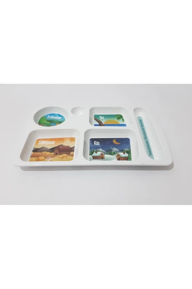 renkli çiçekler Çocuk İçin Desenli Melamin Tabildot Tabak Kahvaltı ve Yemek Tabağı Çocuklar için Yemek Tepsisi - Resim 3