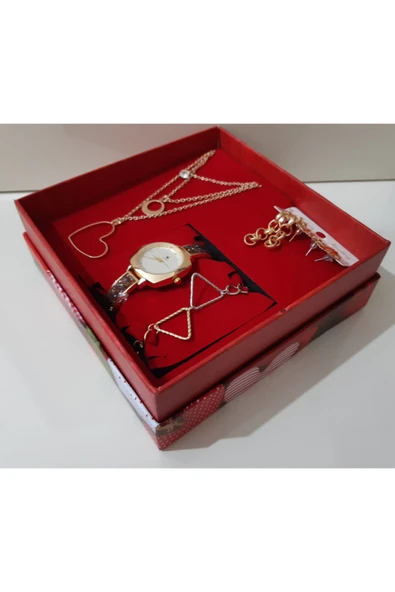renkli çiçekler Kadın Saat Kadın Kol Saati Kolye Küpe Takı Set - 4