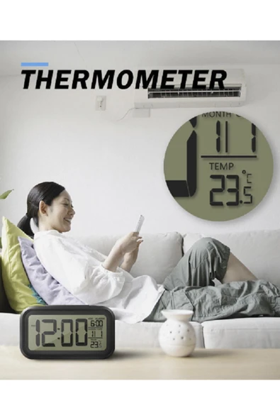 renkli çiçekler Dijital Led Çalar Saat Büyük Ekran Sıcaklık Göstergesi Alarm Tarih Saat - Resim 6