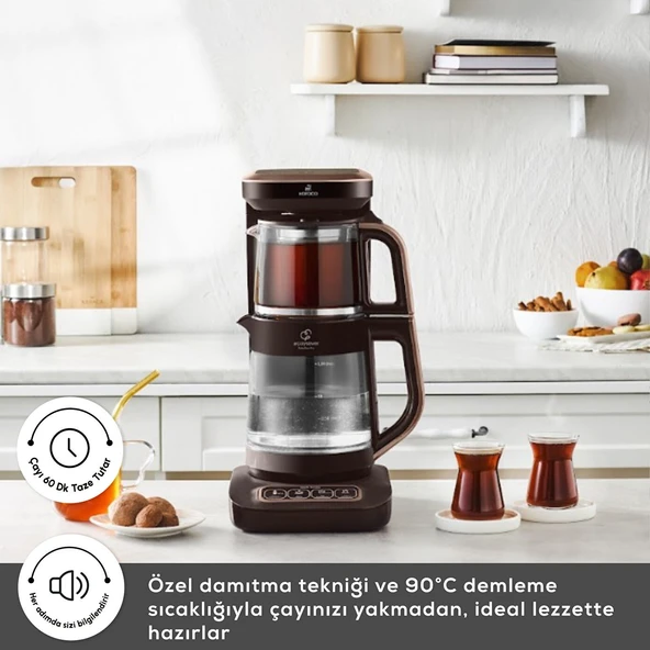 Karaca Çaysever Robotea Pro Connect 4 in 1 Konuşan Cam Çay Makinesi Walnut Brown - 5