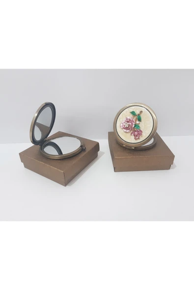 renkli çiçekler Ayna Metal Cep Çanta Aynası Kabartma Dekorlu Düğmeli Açılıp Kapanan Ayna