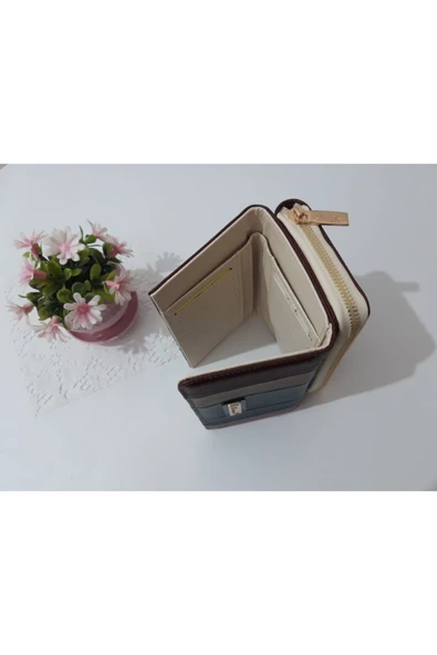 LİONER Kadın Cüzdan Şerit Desenli Kullanışlı Cüzdan Kadın Cüzdanı 17x10x4.5 Cm - Resim 3