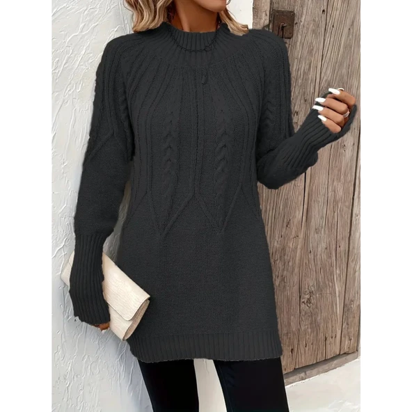 Lucky Life Kadın Uzun Kollu Yarı Balıkçı Yaka Triko Bluz - 4