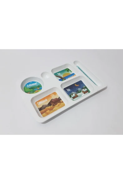 renkli çiçekler Çocuk İçin Desenli Melamin Tabildot Tabak Kahvaltı ve Yemek Tabağı Çocuklar için Yemek Tepsisi - Resim 5