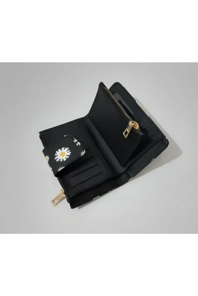 renkli çiçekler Kadın Cüzdan Kullanışlı Papatya Desenli Kadın Cüzdanı - Resim 3