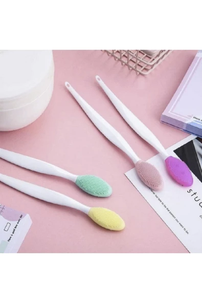 renkli çiçekler 2 Adet Dudak Fırçası Peeling Etkili Gözenek Siyah Nokta Temizleyici Fırça - Resim 3