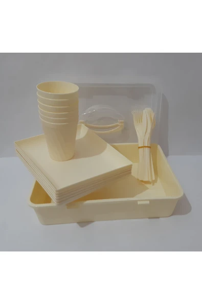 renkli çiçekler Piknik Seti 32 Parça Set - Resim 3