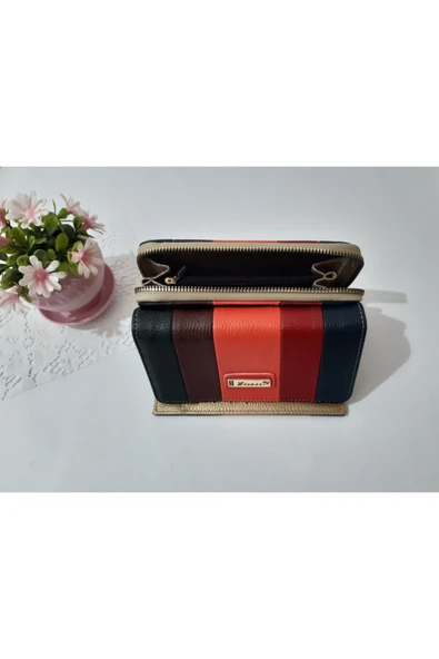 LİONER Kadın Cüzdan Şerit Desenli Kullanışlı Cüzdan Kadın Cüzdanı 17x10x4.5 Cm - Resim 5
