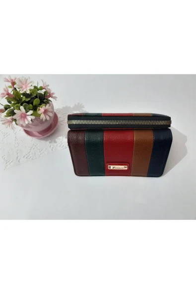 LİONER Kadın Cüzdan Şerit Desenli Kullanışlı Cüzdan Kadın Cüzdanı 17x10x4.5 Cm - Resim 7