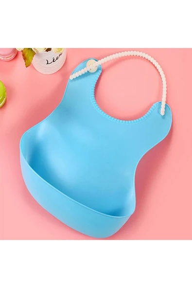 For Prime 2 Adet Çocuk Bebek Mama Önlüğü Silikon Dökülme Engelleyici Bükülebilir Önlük Mavi - Resim 2