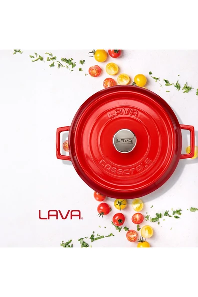 Lava Döküm Çok Amaçlı Yayvan Tencere. Trendy Serisi Çap 28cm. - Resim 7