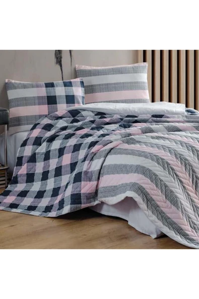 Kristal Çift Kişilik Ranforce Nevresim Takımı Solar Pembe ürün görseli 1