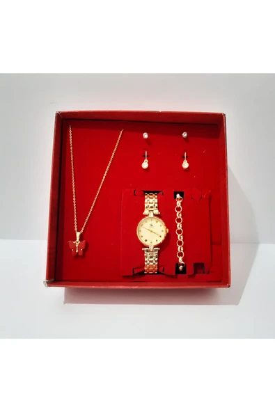renkli çiçekler Kadın Saat Kadın Kol Saati Kolye Bileklik Küpe Set - 4