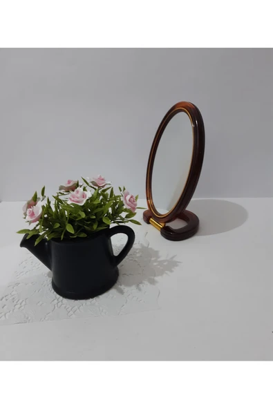 renkli çiçekler Ayna Ayaklı Oval Plastik Çerçeveli Ayna - Resim 5