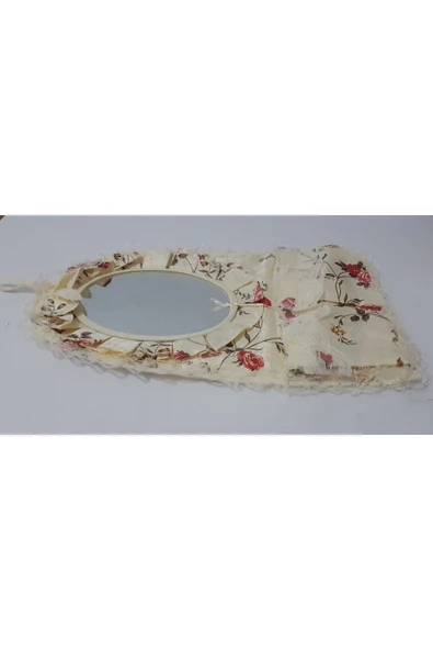 renkli çiçekler Ayna Çiçek Dekorlu Cepli Asılabilir Dekoratif Ayna - 6