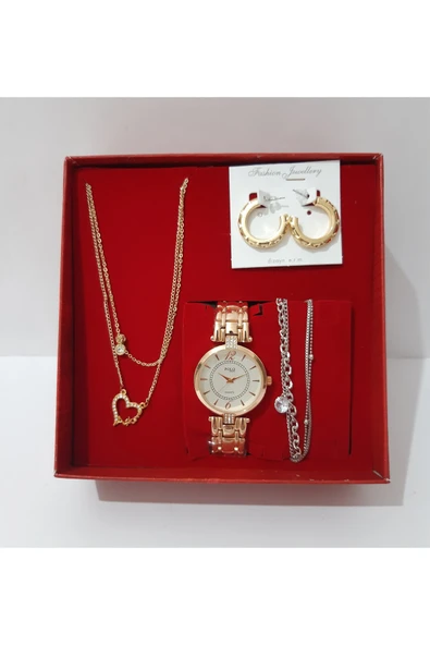 renkli çiçekler Kadın Saat Kadın Kol Saati Kolye Küpe Takı Set - 2
