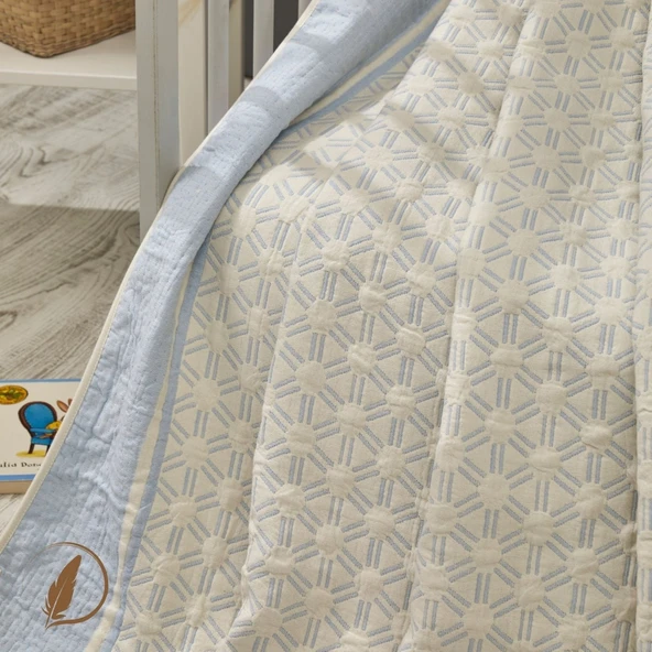 LaFiny- Honeycomb Bebek Battaniye %70 Bambu %30 Micro Kumaş 110CM x 150CM Mavi - 3