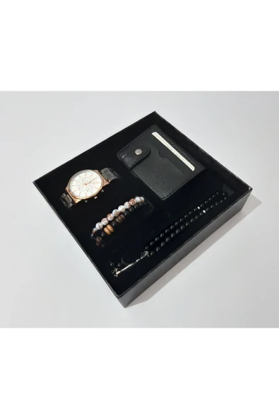 renkli çiçekler Erkek Saat Erkek Kol Saati Cüzdan Tesbih Bileklik Set