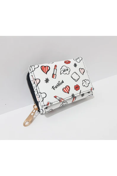 renkli çiçekler Çocuk Cüzdan 11x8x4 CM Beyaz Karışık Desenli Çocuk Cüzdanı