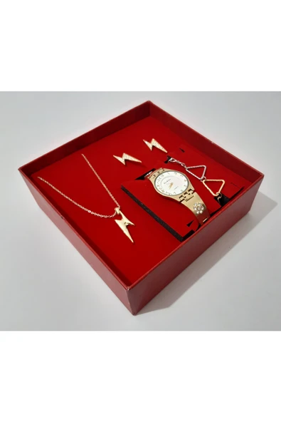 renkli çiçekler Kadın Saat Kadın Kol Saati Kolye Küpe Takı Set - 3