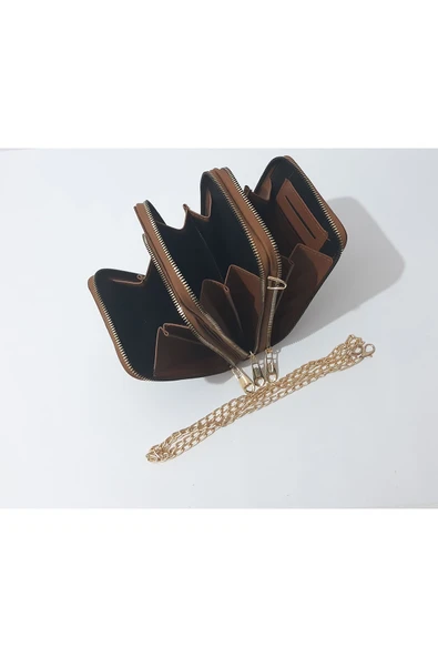 renkli çiçekler Kadın Cüzdan 3 Bölmeli Telefon Çanta Cüzdan Kadın Cüzdanı 20x12x5 Cm - Resim 5