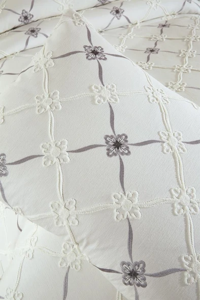 Kanola Nakışlı Şönil 2 Parça Tek Kişilik Yatak Örtüsü - Resim 6