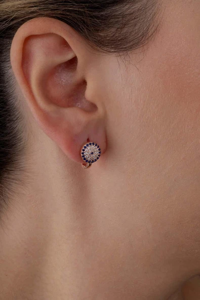 Gümüş Pazarım Nazar Boncuklu J Gümüş Küpe - 2