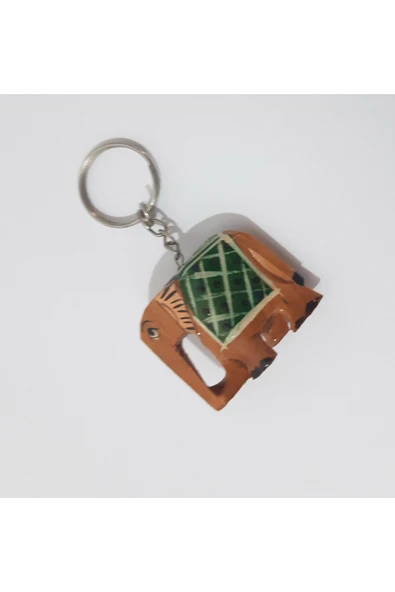 renkli çiçekler Fil Figürlü Ahşap Anahtarlık - Resim 4