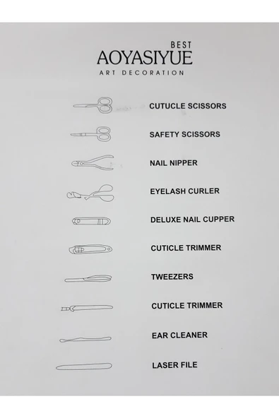renkli çiçekler Manikür Set 10 Parça Manikür Seti - Resim 4