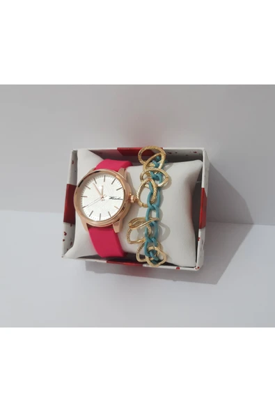 renkli çiçekler Kadın Kol Saati Metal Bileklik Ve Saat - 2