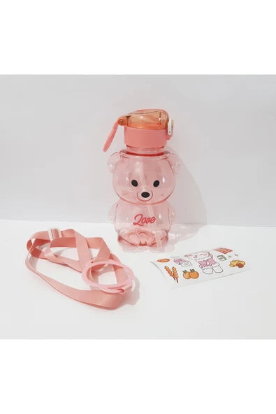 renkli çiçekler 750 ML Matara Okul İçin Suluk Ayıcık Modelli Su Matarası - 2