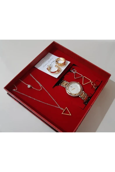 renkli çiçekler Kadın Saat Kadın Kol Saati Kolye Küpe Takı Set - 5