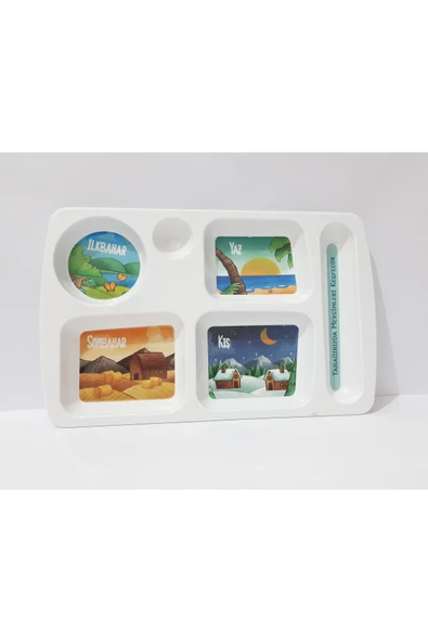 renkli çiçekler Çocuk İçin Desenli Melamin Tabildot Tabak Kahvaltı ve Yemek Tabağı Çocuklar için Yemek Tepsisi - Resim 2