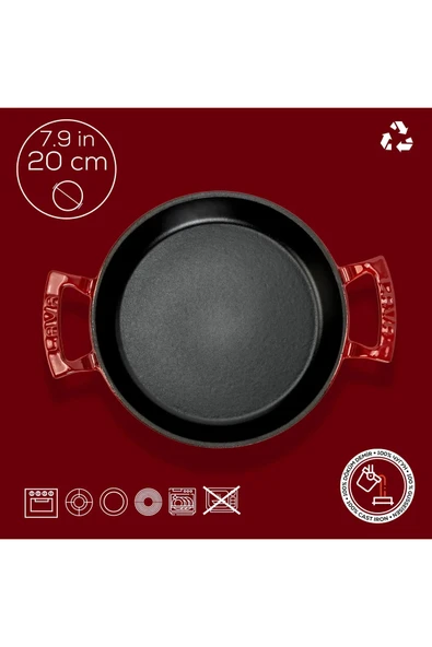 Lava Döküm Yuvarlak Sahan Döküm Demir Yekpare Çift Kulplu Çap20cm. - Resim 4